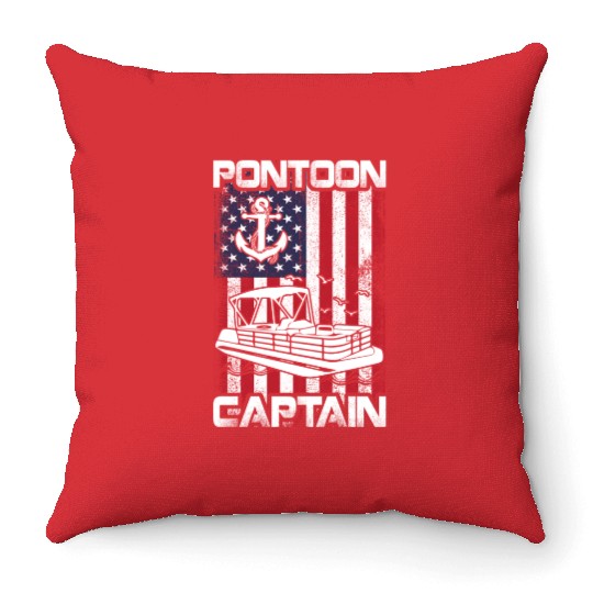 Pontoon Captain Patriotic 4th of July Family Throw Pillows