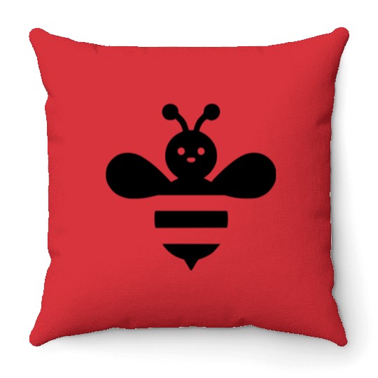 Honey bee kids style insect drawing path16 Throw Pillows