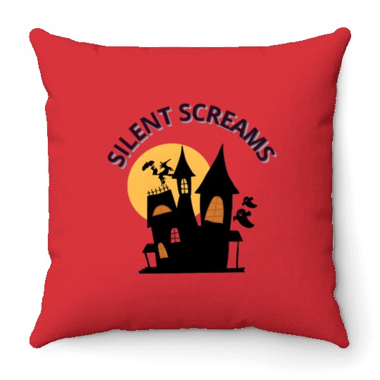 Whispers of the Haunted House Design Throw Pillows