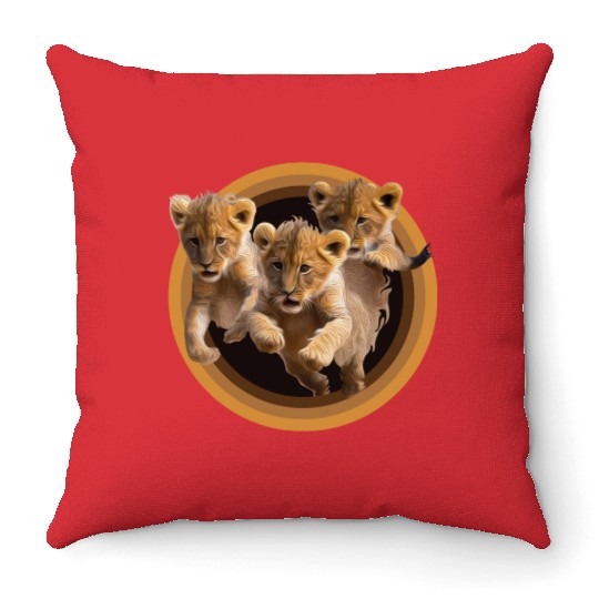 Kittens, Lion cubs Throw Pillows