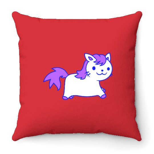 Little Pony Cat Face Little Small Horse Riding Fun Throw Pillows