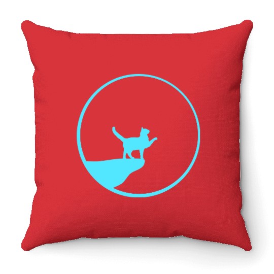 Cat Moon Cliff At Night Werewolf Round Howling Fun Throw Pillows