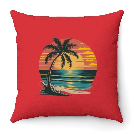 Tropical Sunset Bliss Throw Pillows