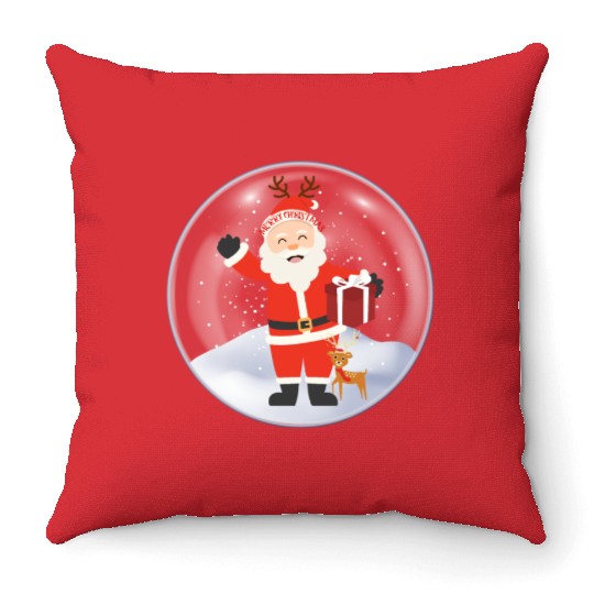 Santa’s Joy: Christmas Snow Globe Throw Pillows