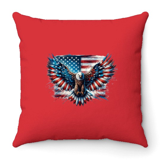 Patriotic American Eagle Pride 4th of July Spirit Throw Pillows