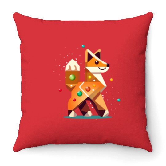 Fox in gingerbread style -creative Christmas motif Throw Pillows