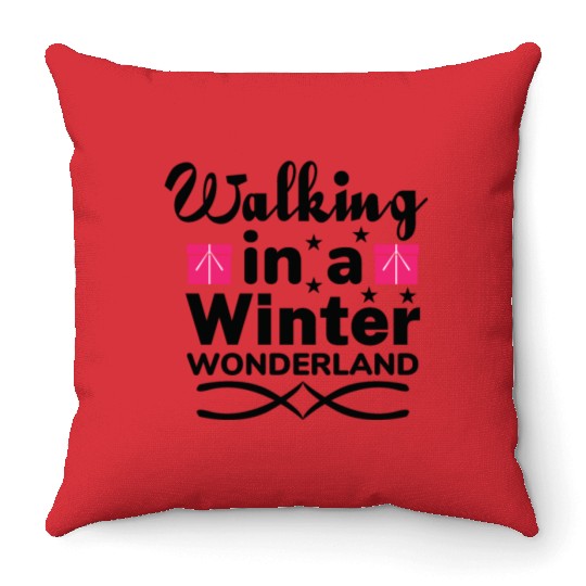 Walking in a winter wonderland Throw Pillows