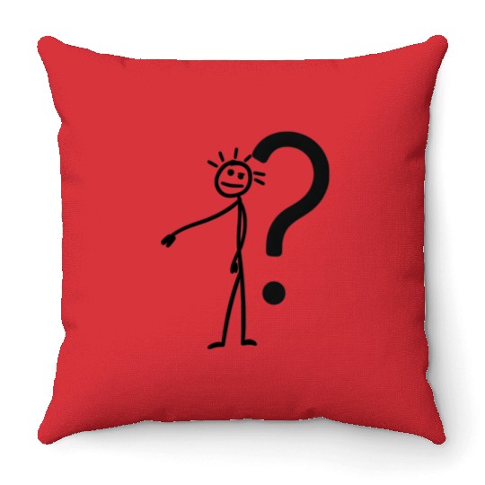 Curious Stick Figure - Question Everything! Throw Pillows