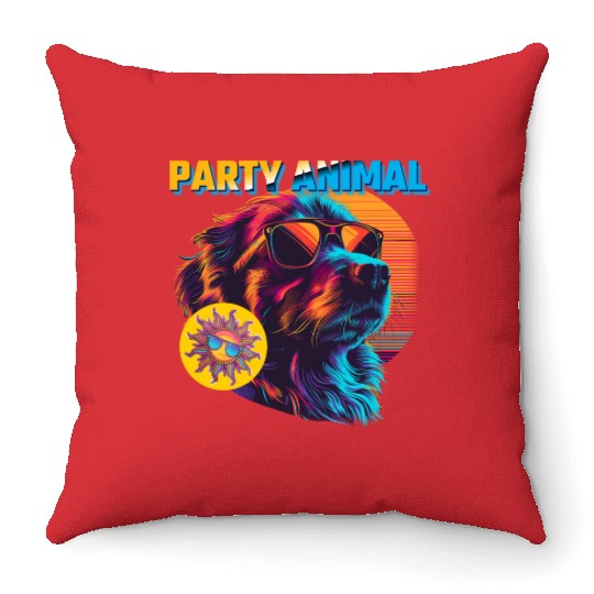 Party Animal Vintage Throw Pillows