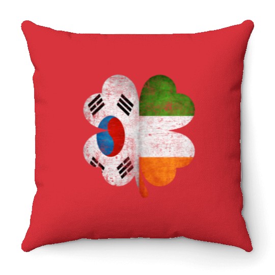 Korean Irish Shamrock South Korea Ireland Flag Throw Pillows