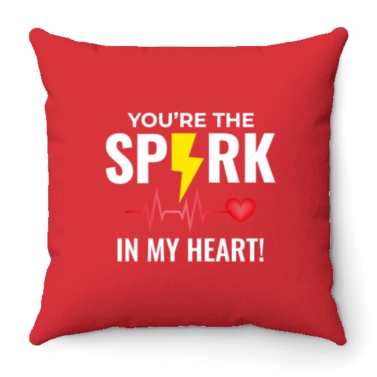Electrician Valentine: Spark in My Heart Throw Pillows