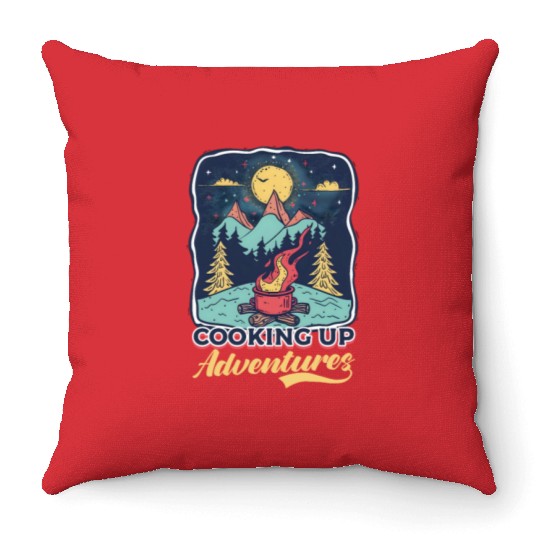 Camp Chef Cooking Up Adventures Throw Pillows