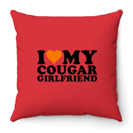 I Love Cougars Cougar Humor Valentine's Day 1WH2 Throw Pillows