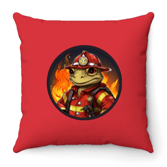 Frog Firefighter Throw Pillows