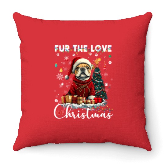 French Bulldog Christmas Tree Decoration Dog Lover Throw Pillows