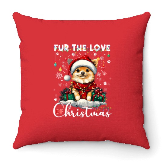 Pomeranian Christmas Tree Decorations Dog Lover Throw Pillows