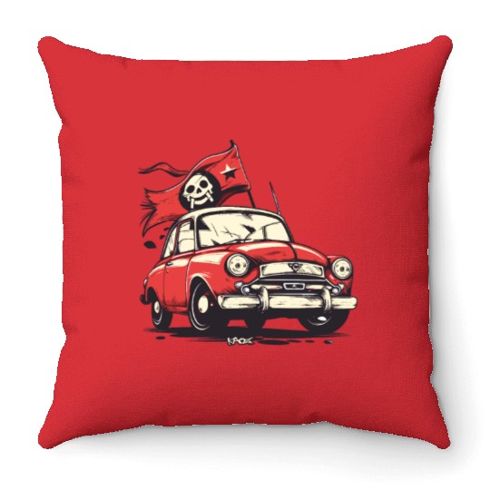 Communist Soviet Pirate Retro Car Throw Pillows