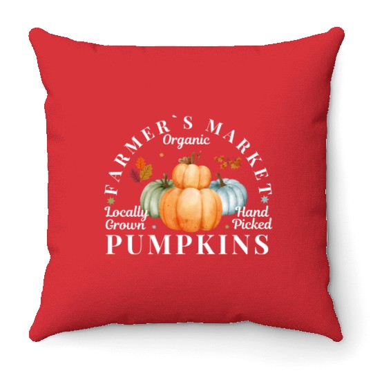 Farmers Market Organic Locally Grown Pumpkins Throw Pillows