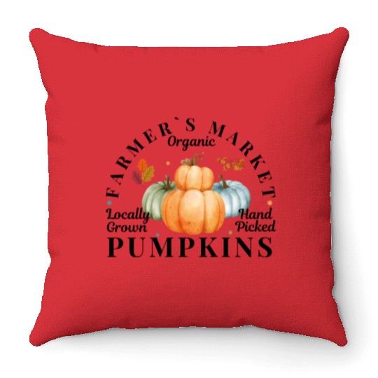 Farmers Market Organic Locally Grown Pumpkins Throw Pillows