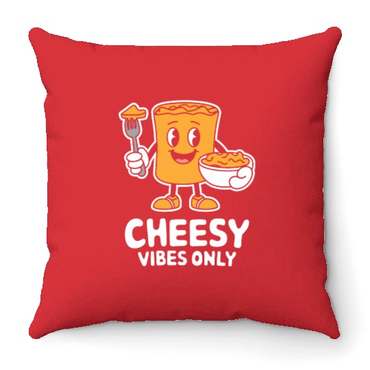 Cheesy Vibes Only Cartoon Delight Throw Pillows