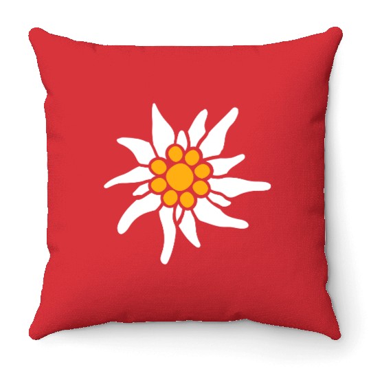 White Alps Edelweiss Flower Mountain Hiking Flower Throw Pillows