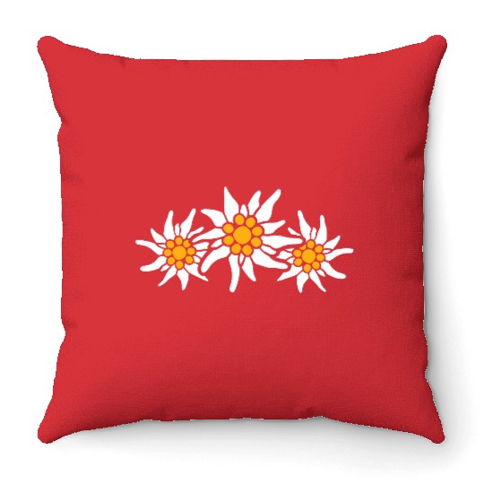 White Alps Edelweiss Flower Mountain Hiking Flower Throw Pillows