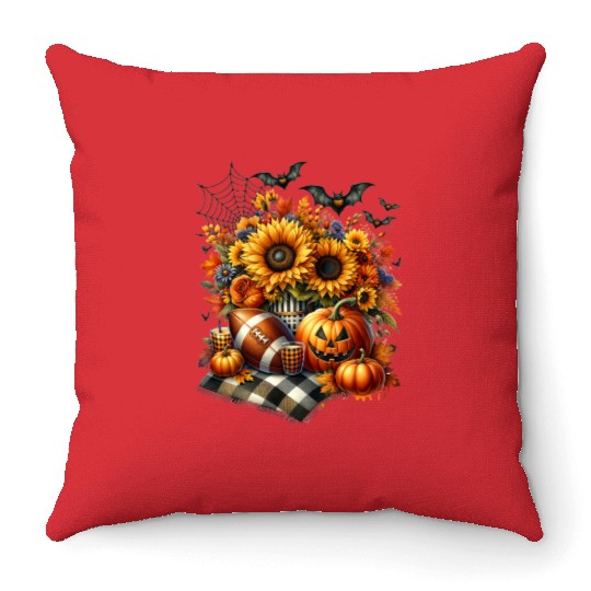 Halloween garden Throw Pillows
