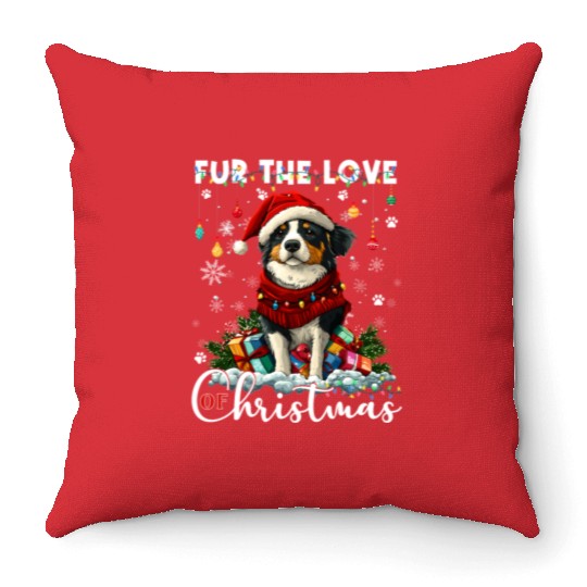 Australian Shepherd Christmas Tree Decorations Dog Throw Pillows