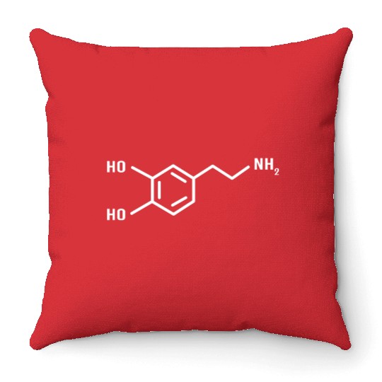 Funny Organic Chemistry Dopamine Molecule Throw Pillows