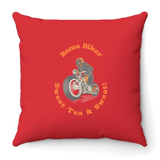 Bama Biker: Sweet Tea & Sweat! Albm Biking Throw Pillows