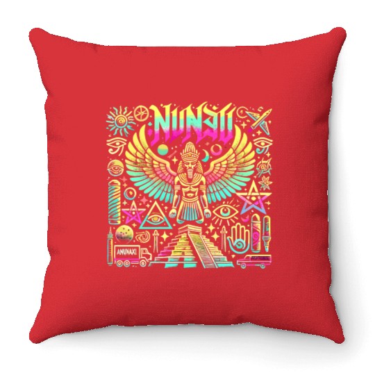 Anunakiz Celestial Enki Guardian Throw Pillows