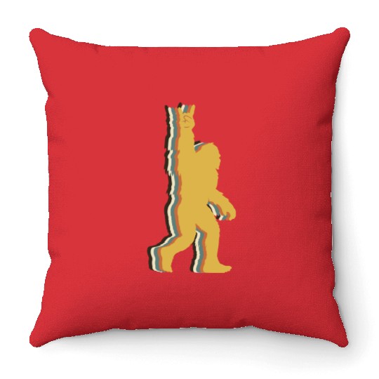Bigfoot rock on rock lovers sasquatch fans Throw Pillows