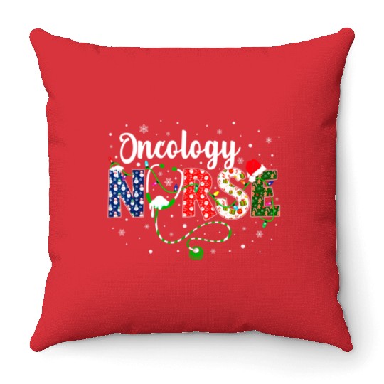 Oncology Nurse Xmas Santa Hat Nurse Christmas Throw Pillows
