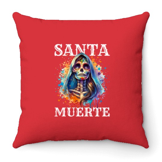 Santa Muerte for Karnival, Halloween and Día de Throw Pillows