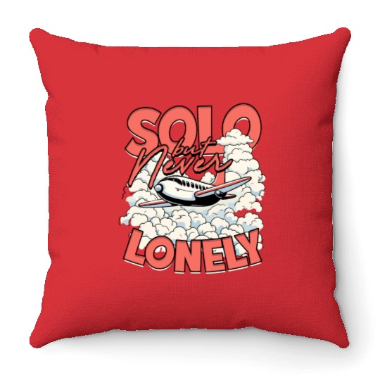First Solo Flight Pilot Solo But Never Lonely Throw Pillows
