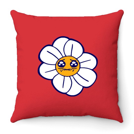 Sweet Flower Sad Face Weeping Spring Summer Crying Throw Pillows