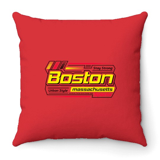 Boston Massachusetts Design Modern Sports Yellow Throw Pillows