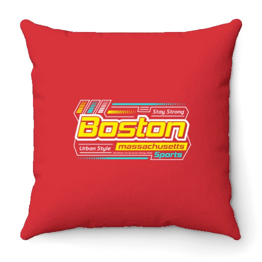 Stay Strong Boston Massachusetts City Yellow Throw Pillows