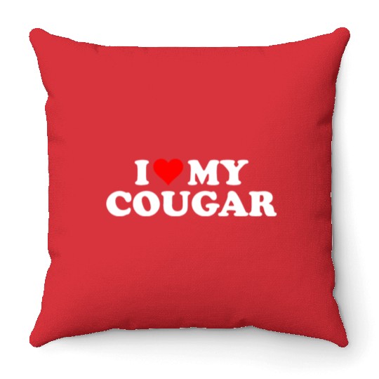 I Love Cougars Cougar Humor Valentine's Day 3BK1 Throw Pillows