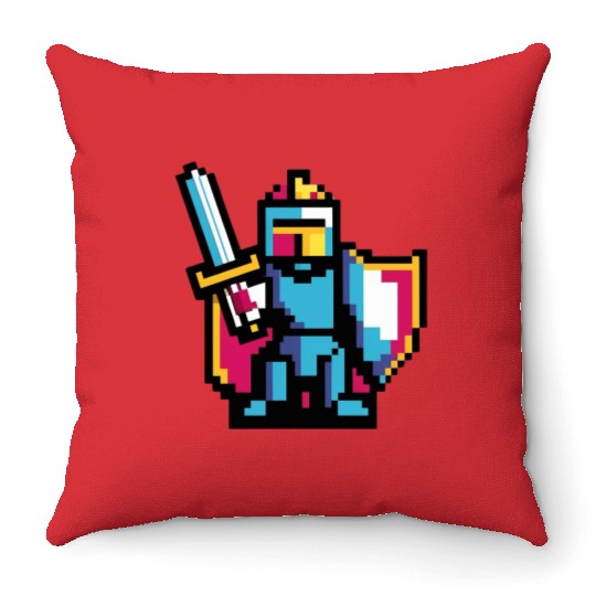 knight pixel art Throw Pillows