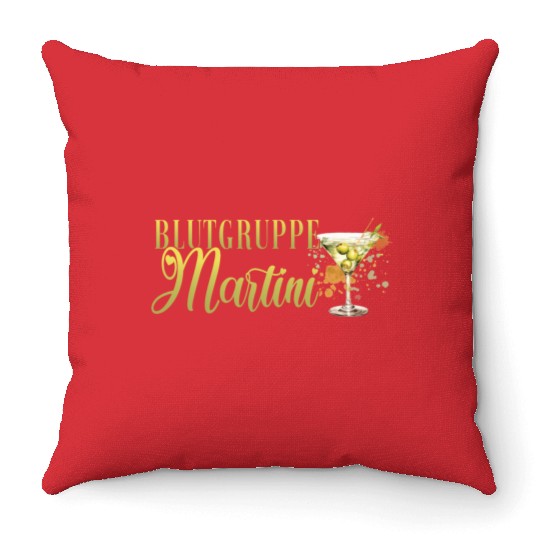 Blutgruppe Martini Cocktail Bartender Throw Pillows