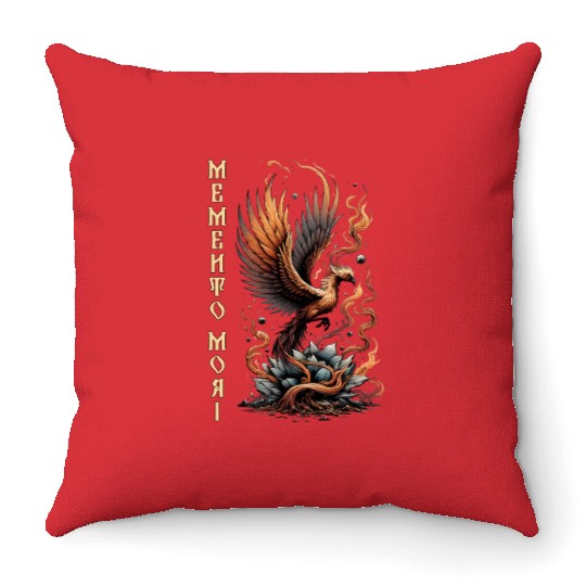 Memento Mori Phoenix Rebirth Fire Art Design Throw Pillows