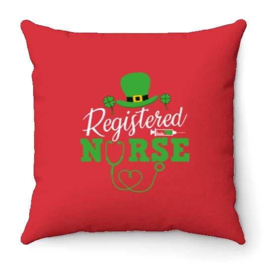 Registered Nurse St Patricks day Shamrock Nursing Throw Pillows