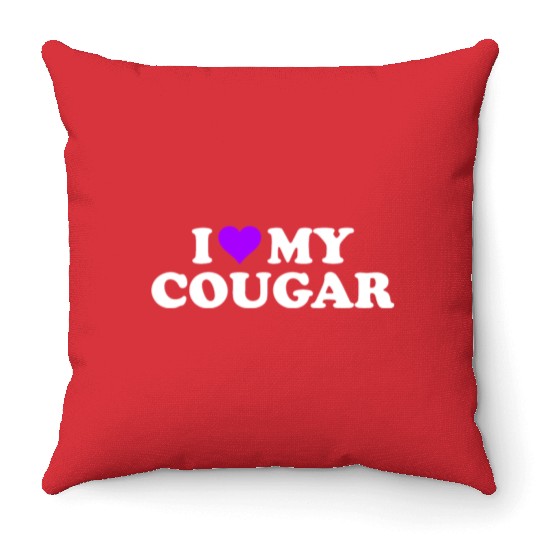 I Love Cougars Cougar Humor Valentine's Day 3BK4 Throw Pillows