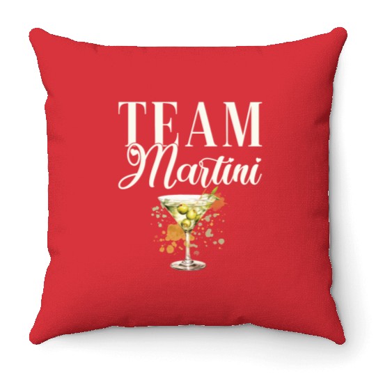 Team Martini Cocktail Bartender Throw Pillows