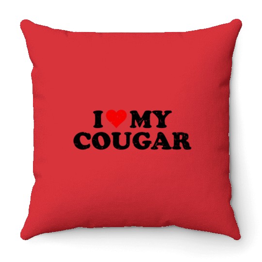 I Love Cougars Cougar Humor Valentine's Day 4WH1 Throw Pillows