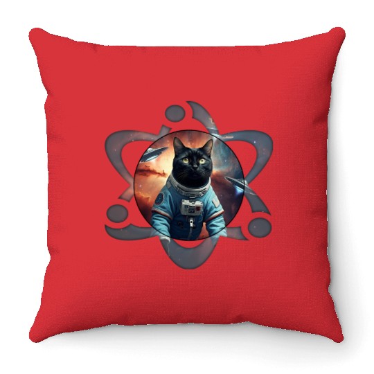 Space Cat Science Throw Pillows