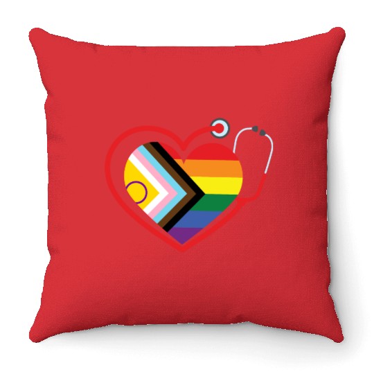 LGBTQ Doctor Nurse Pride Month Medical Clinic Throw Pillows