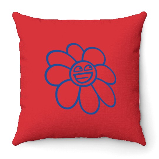 Sweet Flower Spring Summer Nature Funny Face Fun Throw Pillows