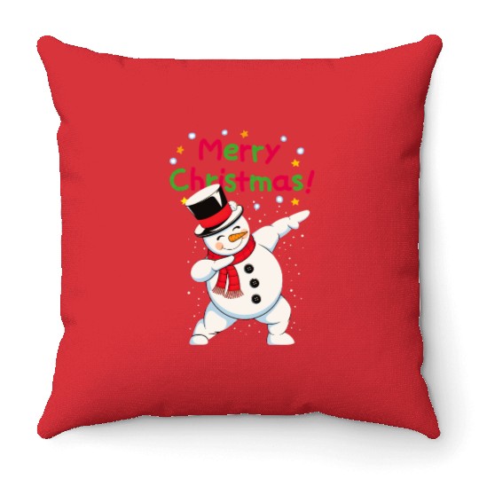 Fun Dabbing Snowman Christmas Throw Pillows